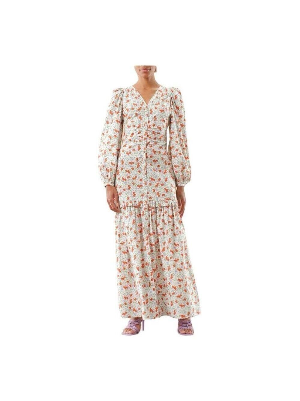 By Timo Floral Cotton Long Sleeve Maxi Dress Size Medium
